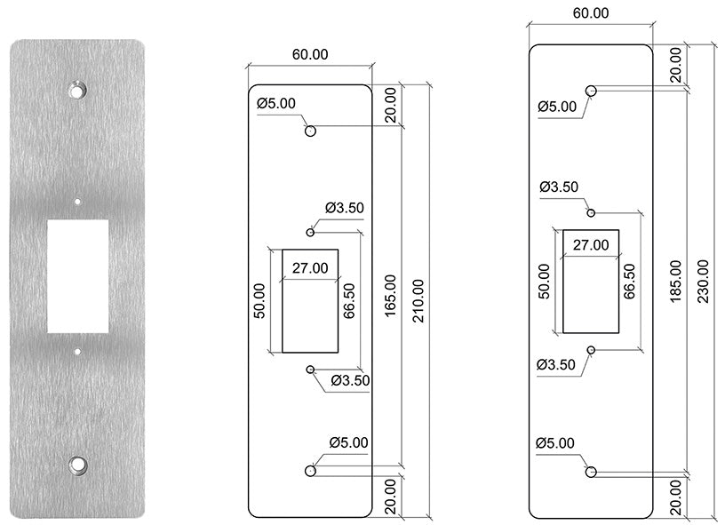 PLACCHE COPRIVANO INOX X COMANDO MOTORE TAPP.