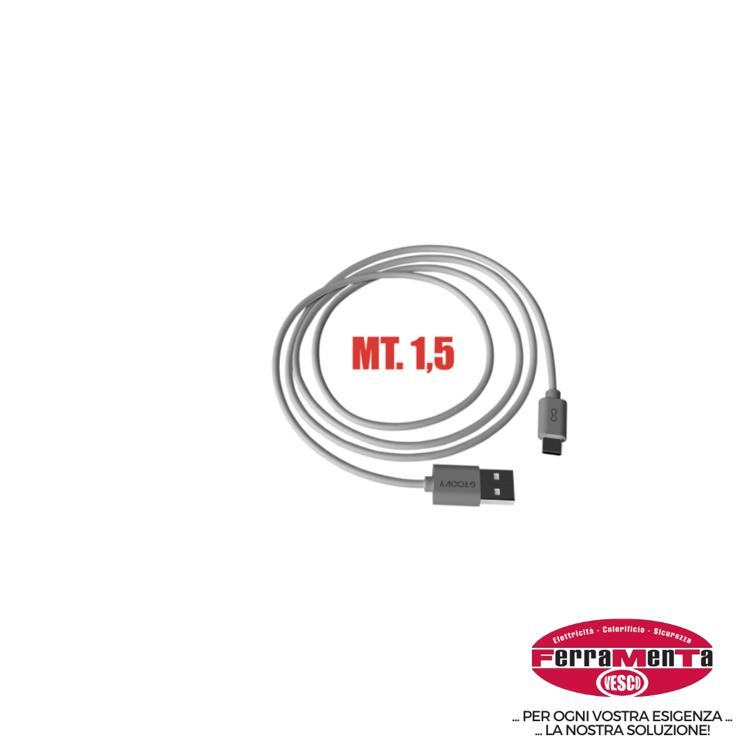 CAVO GROOVY USB-A/TYPE-C 3A MT.1,5 (Pezzi per confezione: 5) (Cod.art. 307586)