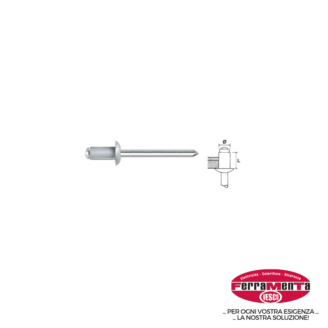 RIVETTI TECFI ALLUMINIO 4,0X16 (Pezzi per confezione: 500) (Cod.art. 795252)