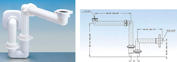 SIFONI LIRA SALVASPAZIO PER LAVABO