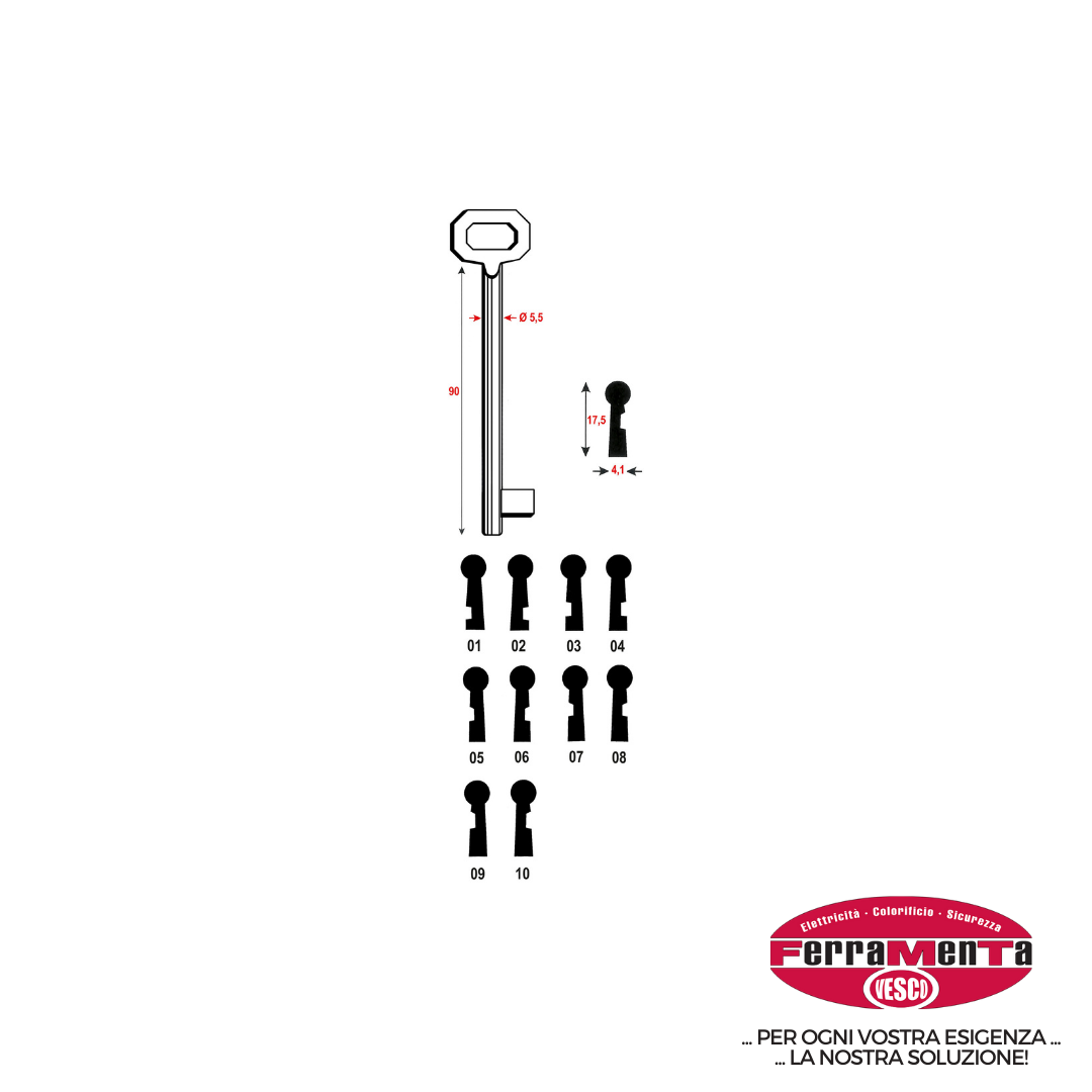 CHIAVI BONAITI PATENT PORTONC. N.01 (Pezzi per confezione: 5) (Cod.art. 841309)
