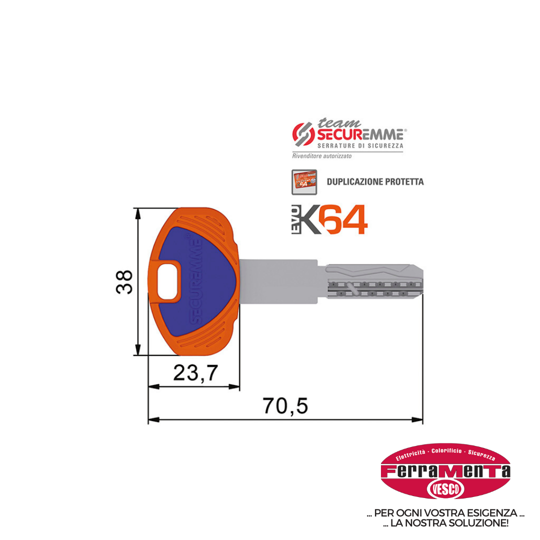 CHIAVI SECUREMME P TEAM EVOK64 1B11 (Pezzi per confezione: 5) (Cod.art. 862193)