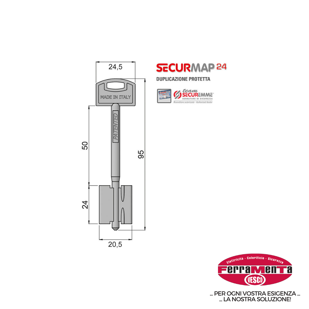 CHIAVI SECUREMME S TEAM S24 95 DM (Pezzi per confezione: 5) (Cod.art. 862213)