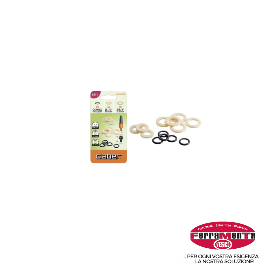 O-RING CLABER + GUARNIZIONI 1/2-3/4 (Cod.art. CL8811)