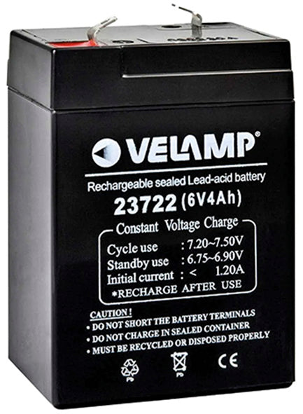 BATTERIA PIOMBO RICAR.VELAMP 6V-4AH