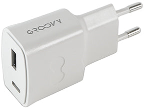 SPINE MURO CARICATORE GROOVY 3.1A 1-USB + 1-USB-C