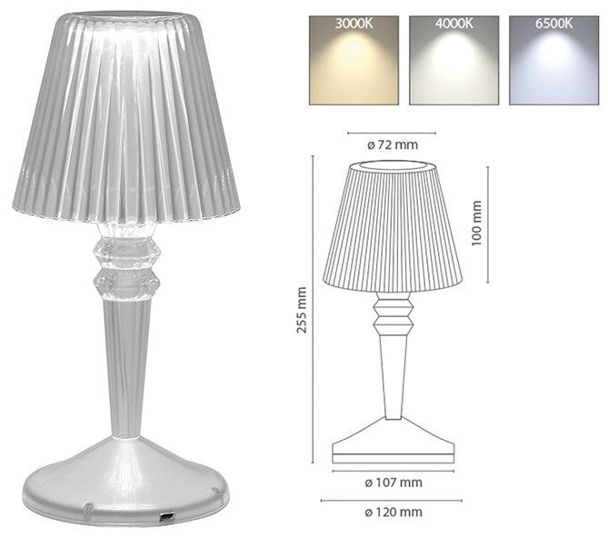 LAMPADE NOVA DA TAVOLO LED TRI-WHITE MOD.KRISTALL