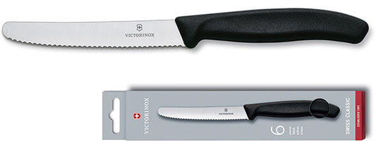 COLTELLI VICTORINOX TAVOLA L.ONDULATA PZ.6 NERO