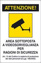 CARTELLI ALLUMINIO AREA SOTTOPOSTA VIDEOSORVEGLIAN