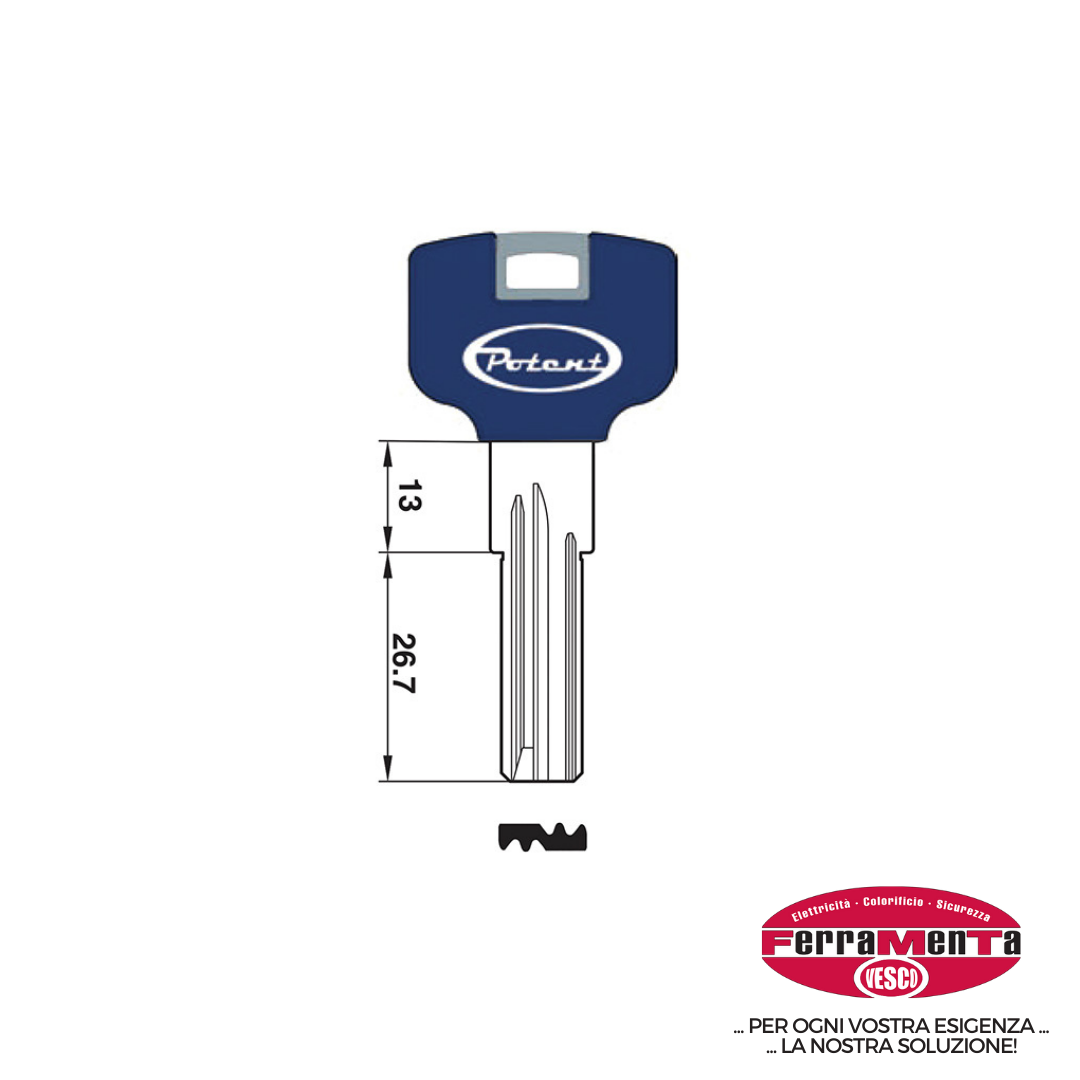 CHIAVI POTENT P 3400.K.B BLU (Pezzi per confezione: 10) (Cod.art. 596639)