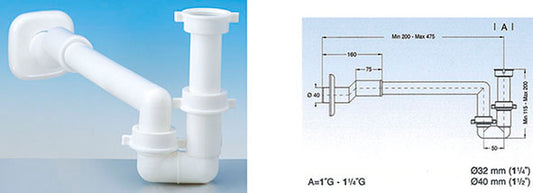 SIFONE LIRA SALVASPAZIO PER BIDET ECCENTRICO