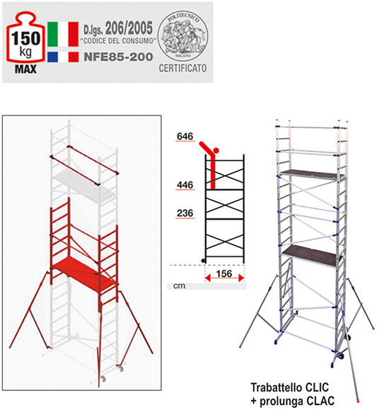 KIT PROLUNGA CLAC MT.2,08 X TRABATTELLI PINNA CLIC