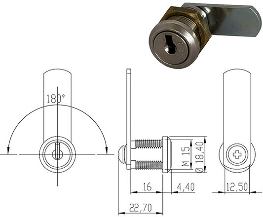 SERRATURE PER MOBILI OMR UNIV.D15 ROTAZ.180 162500