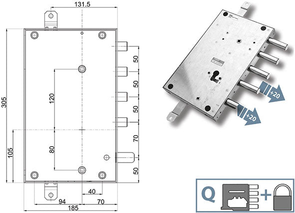 SERRATURE MOTTURA PORTE BLINDATE 898461GR