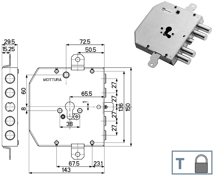 SERRATURE MOTTURA ESETY TESIO 89E310W27T