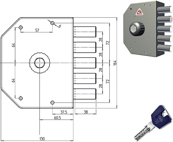 SERRATURE CR APPLICARE CILINDRO TONDO K55 3000