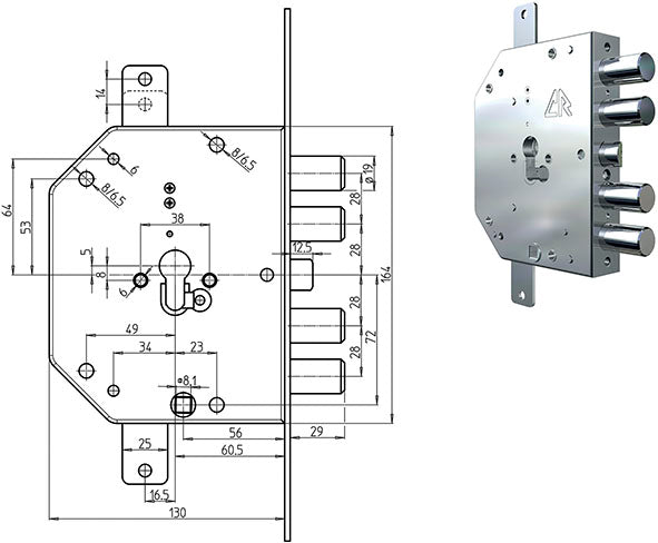 SERRATURE CR PER PORTE BLINDATE I28 2155G