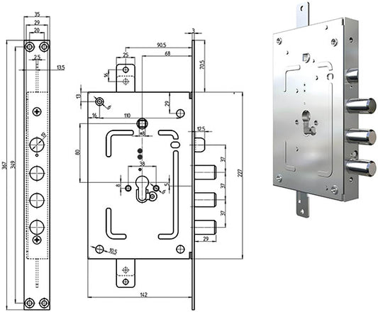 SERRATURE CR PER PORTE BLINDATE I37 2655G-52