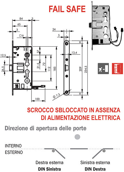 SERRATURE ELETTRONICHE ANTIP. ISEO 214 FAIL SAFE