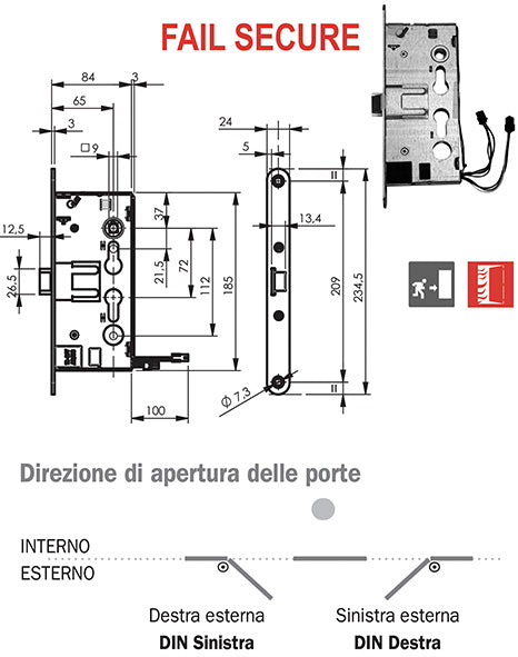 SERRATURE ELETTRONICHE ANTIP. ISEO 214 FAIL SECURE