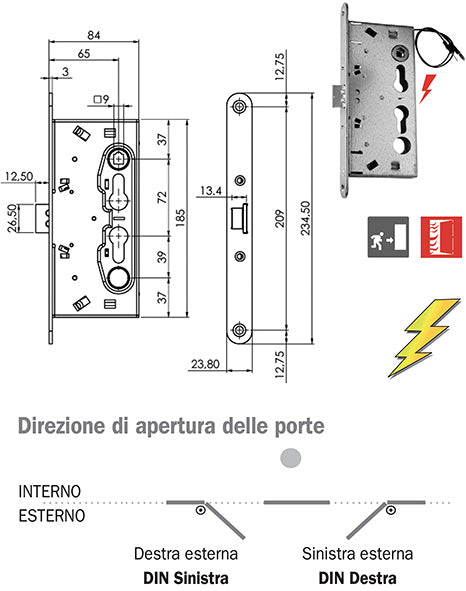 ELETTROSERRATURE ISEO 214 ANTIPANICO / TAGLIAFUOCO