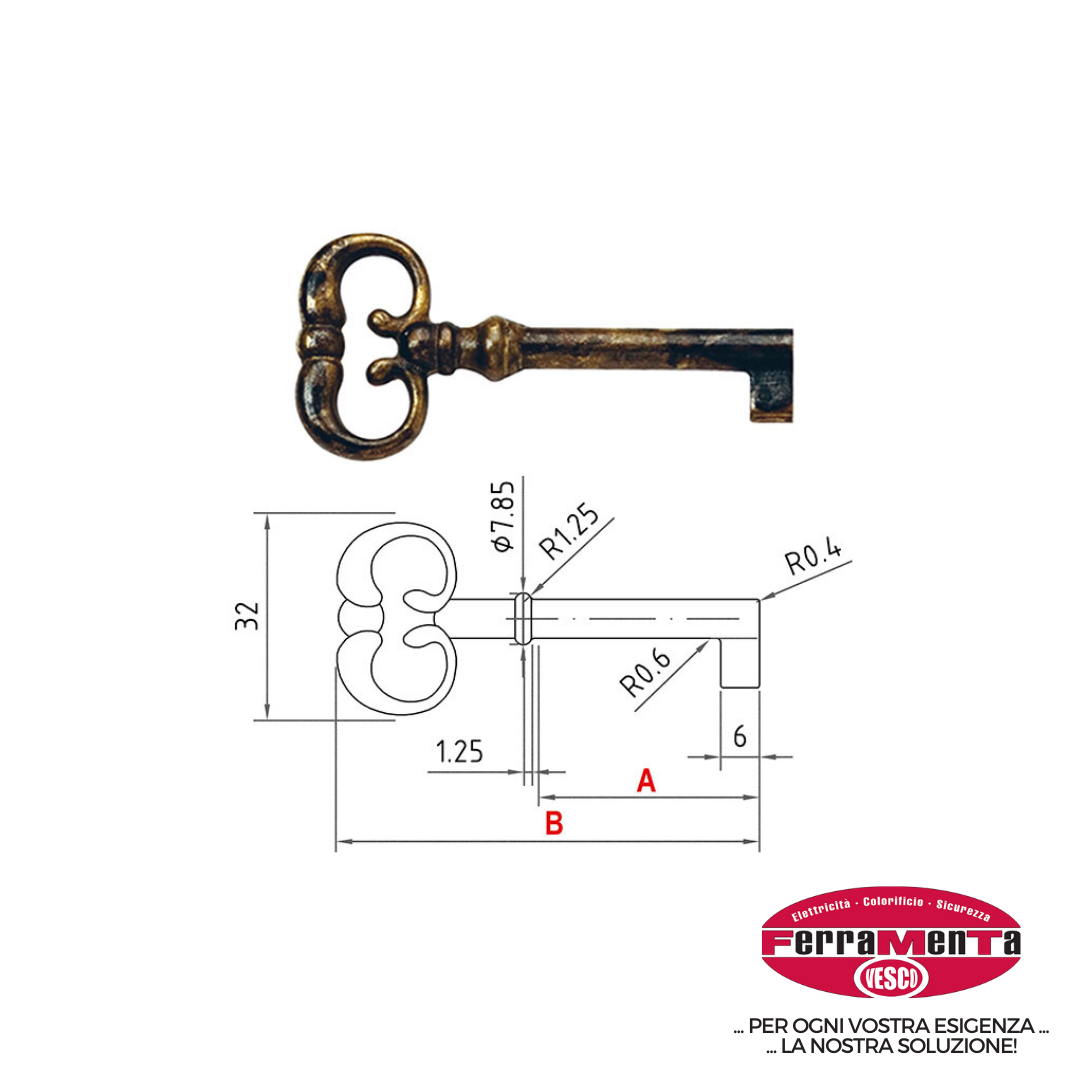 CHIAVI X MOBILI OT.ANT. 33711.0340N (Pezzi per confezione: 10) (Cod.art. 858010)