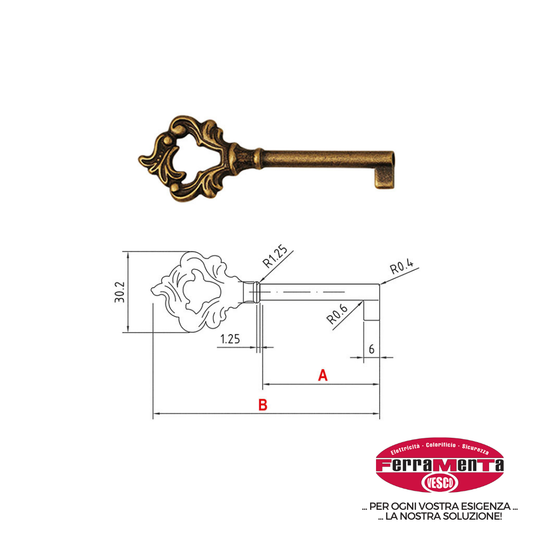 CHIAVI X MOBILI OT.ANT. 33703.0440N (Pezzi per confezione: 10) (Cod.art. 858041)