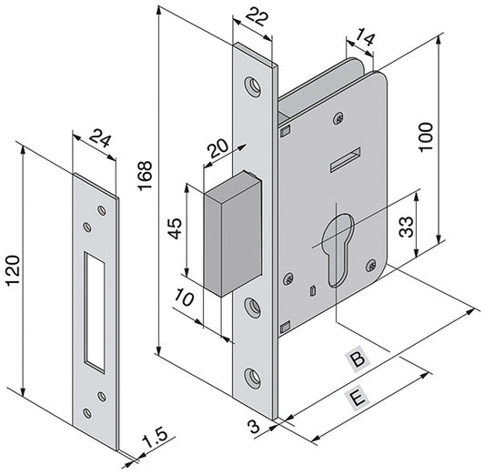 SERRATURE WELKA 020 INFILARE PER LEGNO