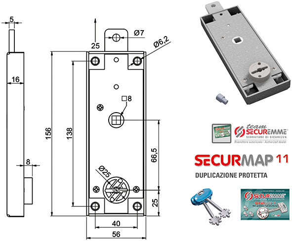 SERRATURE SECUREMME BASCULANTI SECURMAP11 2240