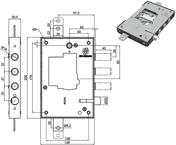 SERRATURE SECUREMME PORTE BLINDATE 2501.37