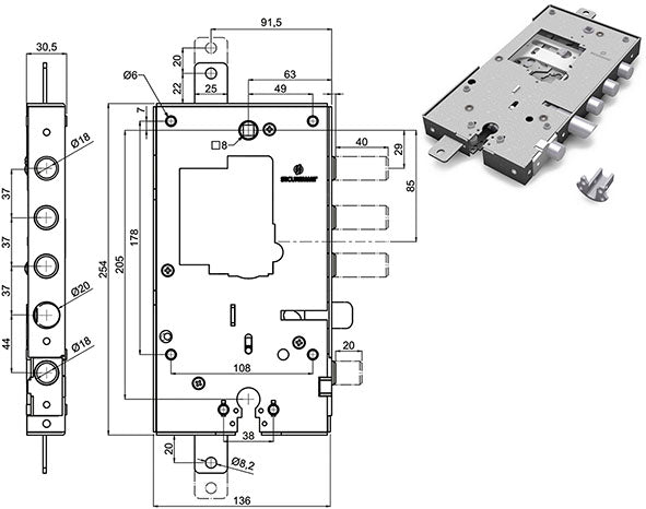 SERRATURE SECUREMME PORTE BLINDATE DOPPIA 2531.37