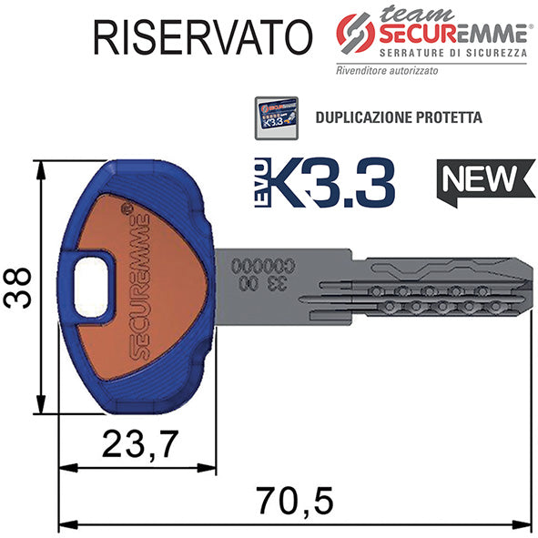 CHIAVI SECUREMME TEAM EVOK3.3 * DUPLICATO