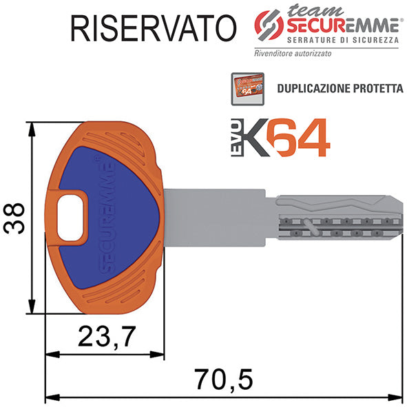 CHIAVI SECUREMME TEAM EVOK64 * DUPLICATO