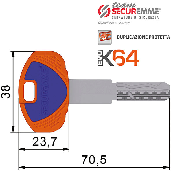 CHIAVI SECUREMME P TEAM EVOK64 1A10 (Pezzi per confezione: 5) (Cod.art. 862191)