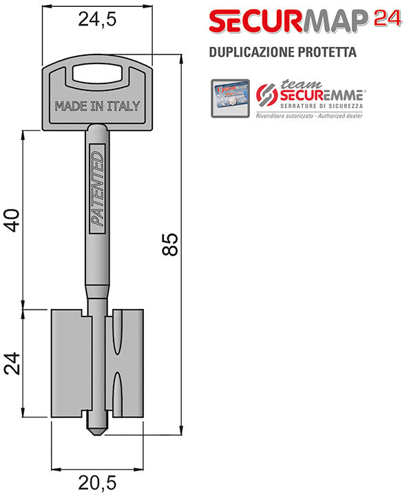 CHIAVI SECUREMME S TEAM S24  85  DM (Pezzi per confezione: 5) (Cod.art. 862210)