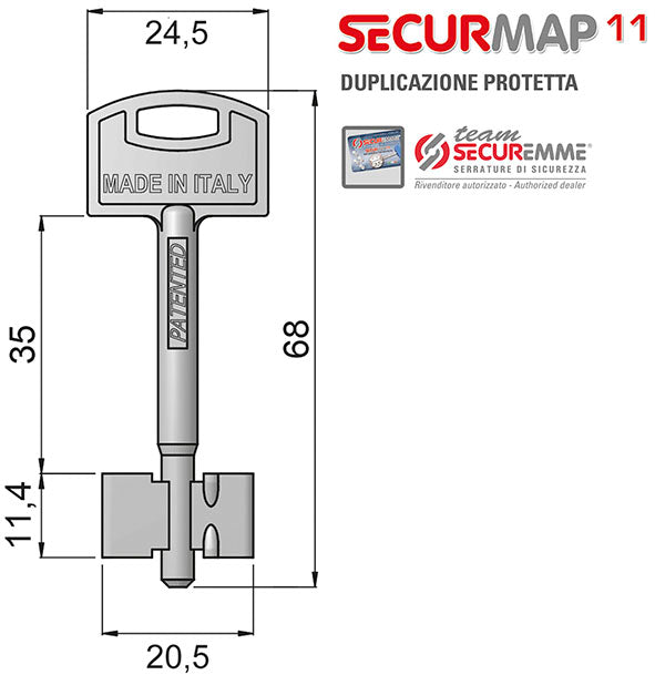 CHIAVI SECUREMME S TEAM S11  68  DM (Pezzi per confezione: 5) (Cod.art. 862217)