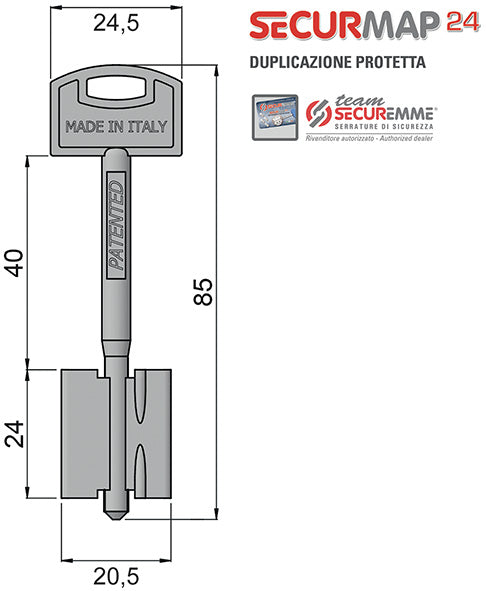 CHIAVI SECUREMME SECURMAP24 MM.85 * AGGIUNTIVA