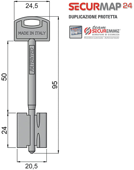 CHIAVI SECUREMME SECURMAP24 MM.95 * AGGIUNTIVA