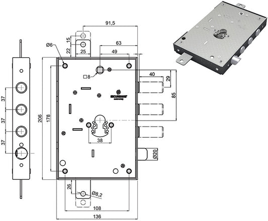 SERRATURE SECUREMME PORTE BLINDATE 2651SCR0337CT2