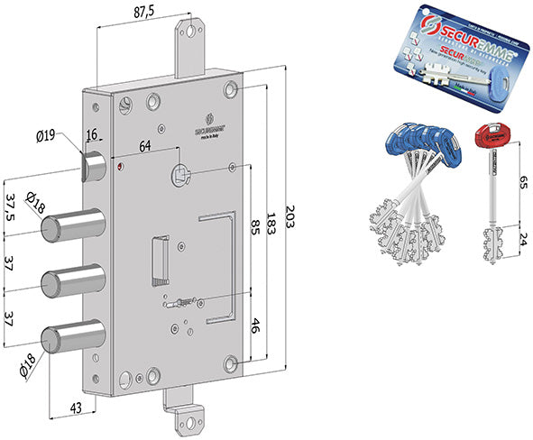 SERRATURE SECUREMME PORTE BLINDATE 1401SCR0337S67