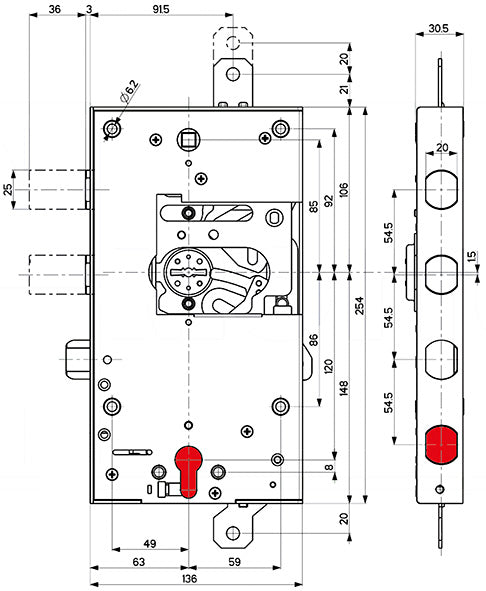 SERRATURE PANZETTA PORTE BLINDATE 116MM